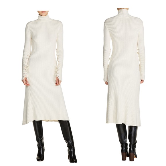 Womens Maje Knit Lace Up Midi Dress 